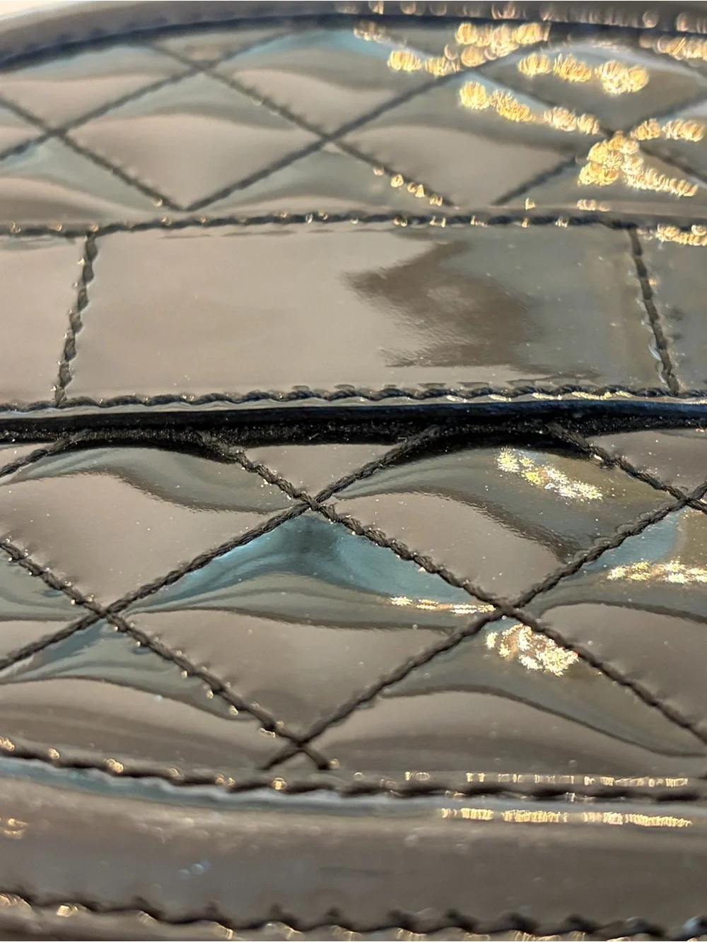 Burberry Black Patent Quilted Crossbody Bag with Gold Hardware